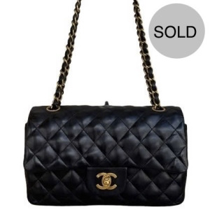 CHANEL CLASSIC SMALL LAMBSKIN VINTAGE 24K GOLD-PLATED HARDWARE