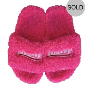BALENCIAGA FURRY SLIDE SANDALS