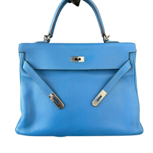 HERMES KELLY 35 BLUE MYKONOS CLEMENCE LEATHER (2014)