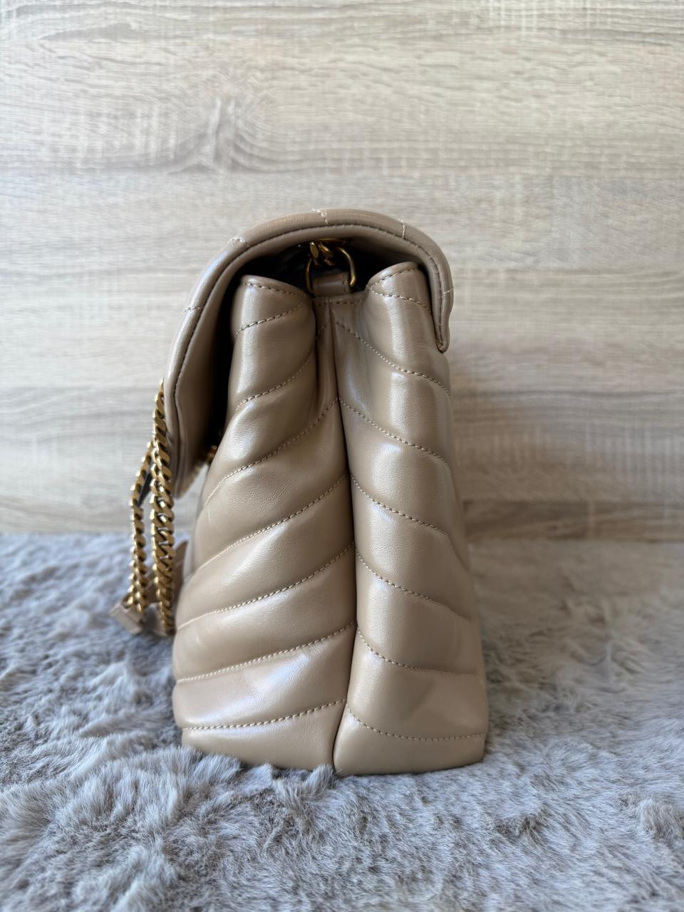 YSL LOULOU BEIGE LARGE GRAINED CALFSKIN - Image 2